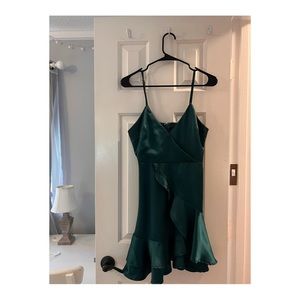 Emerald Green Satin Dress